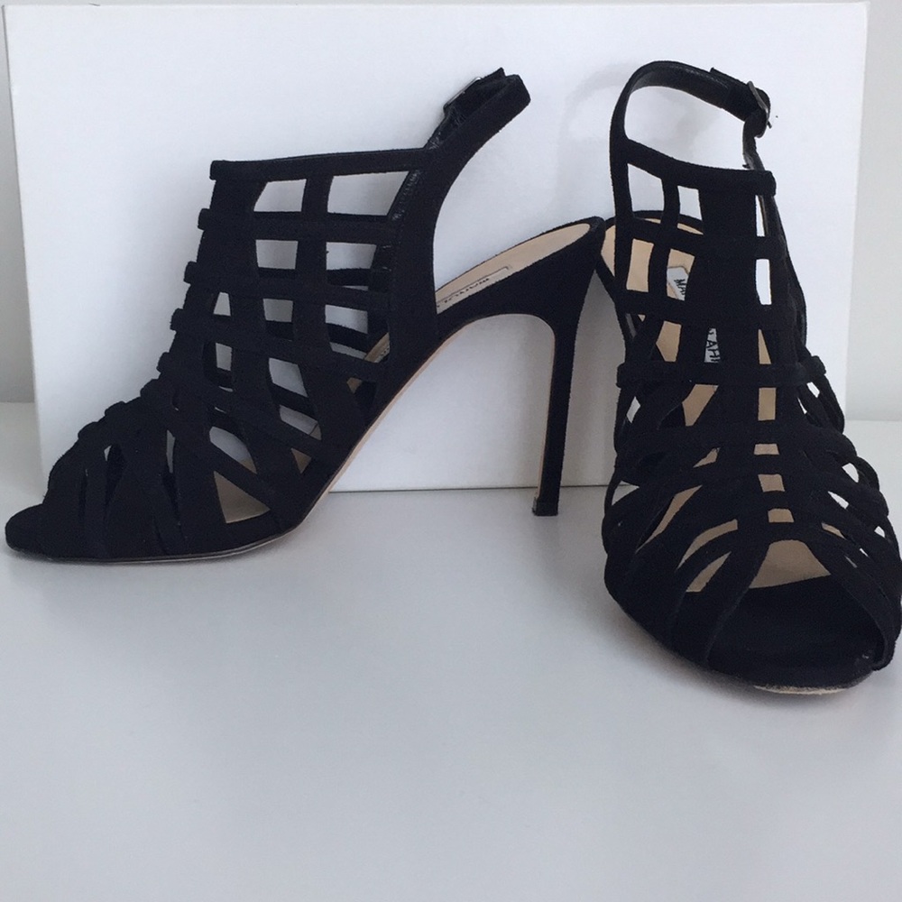 Authentic Manolo Blahnik Dance SuedeCaged Sandals